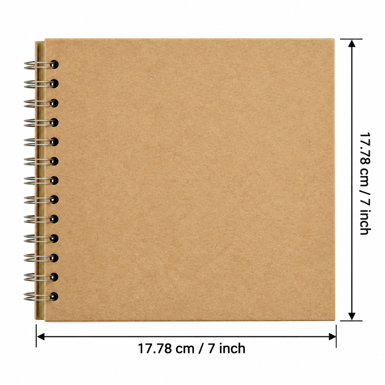 Kraft-brown square spiral-bound scrapbook